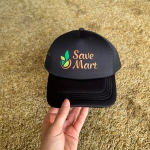 Black Save Mart snapback trucker hat; perfect condition
